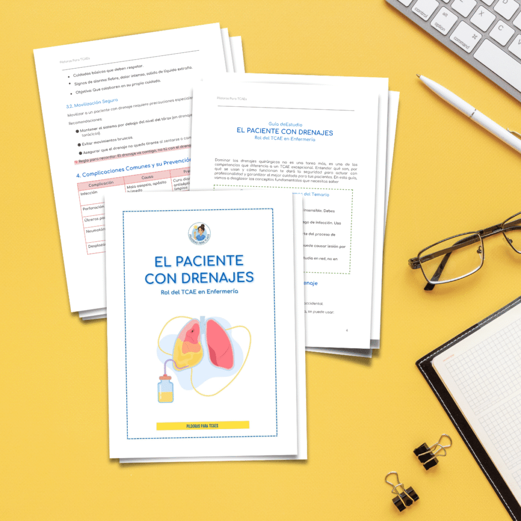 parte del contenido del paciente con drenajes